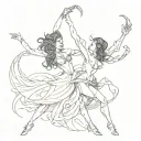 woman dances with the devil tattoo design idea