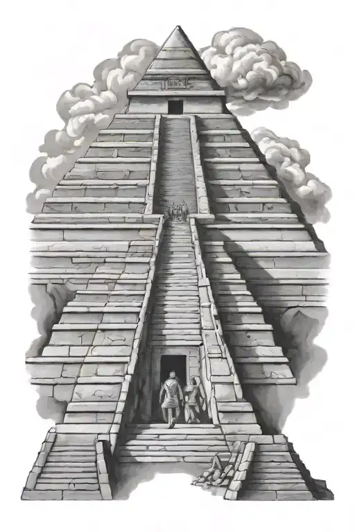 Mayan pyramid emerging tattoo design idea