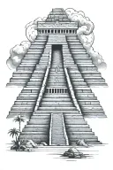 Mayan pyramid emerging tattoo design idea