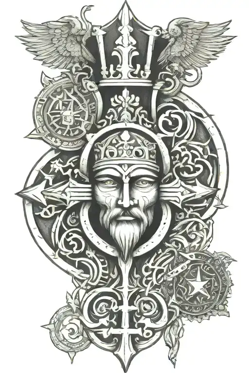 Patriotic Lithuanian Style, Religious symbols integrated tattoo design idea