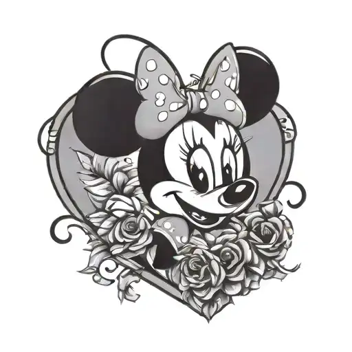Minnie mouse heart shaped tattoo design idea