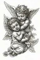 baby angel and god holding tattoo design idea