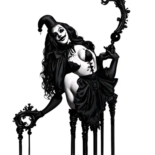 sexy dark gothic woman clown woman tattoo design idea