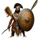 zulu warrior and shield with African animals tattoo design idea