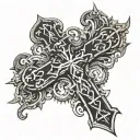 demonic symbols, upside down cross, chain wrapped tattoo design idea