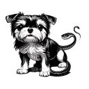 A 3 -headed dog with shade corp and a snake -shaped tail tattoo design idea