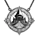 persian assasins creed look a like with farvahar sign necklace looking at a persian temple tattoo design idea