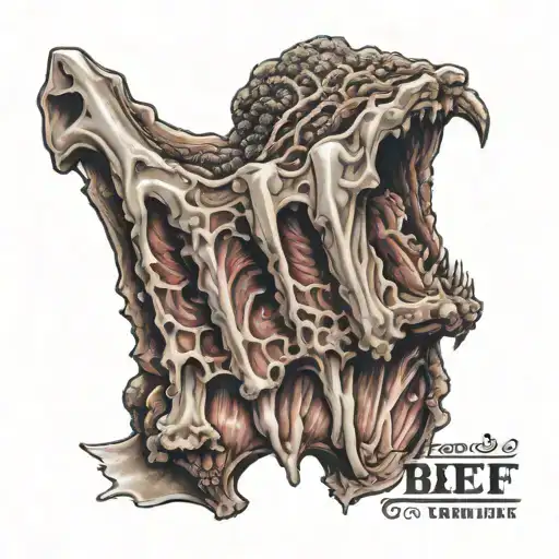 rack of pork ribs with the quote if you don't ask, it's definitely beef tattoo design idea