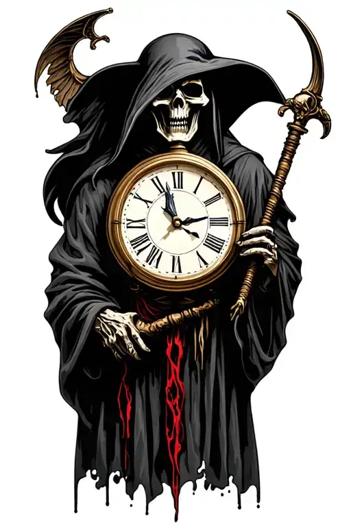 grim reaper with clock  tattoo design idea