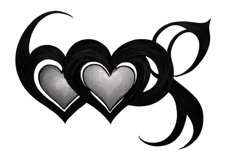 infinty symbol 3 names hearts connected tattoo design idea