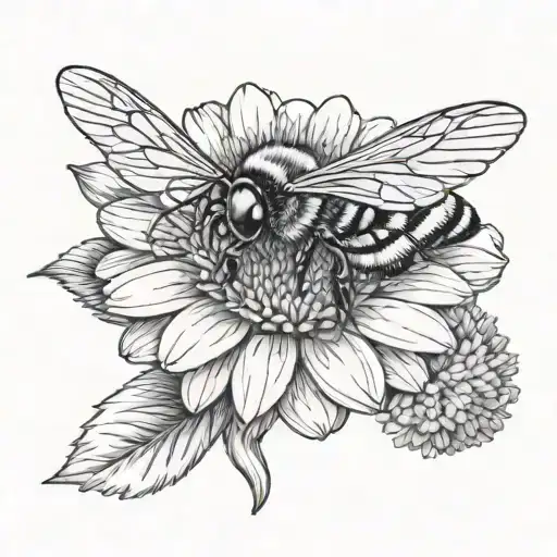 Gerbera and bumblebee tattoo design idea