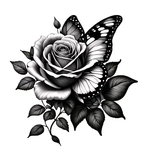 Gemini Rose butterfly tattoo design idea