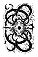 Raw Blackwork Cyber Sigils Gothic Lettering Anatomical Brush Strokes Bold High Contrast Full-BodyHorror tattoo design idea