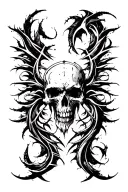 Raw Blackwork Cyber Sigils Gothic Lettering Anatomical Brush Strokes Bold High Contrast Full-BodyHorror tattoo design idea