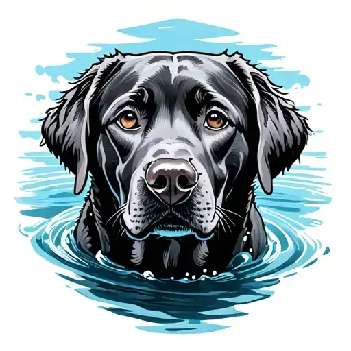 Swimming labrador retriever tattoo design idea