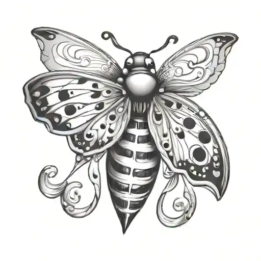 lady bug butterfly wings tattoo design idea