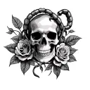 Skull with scorpion and roses tattoo design idea
