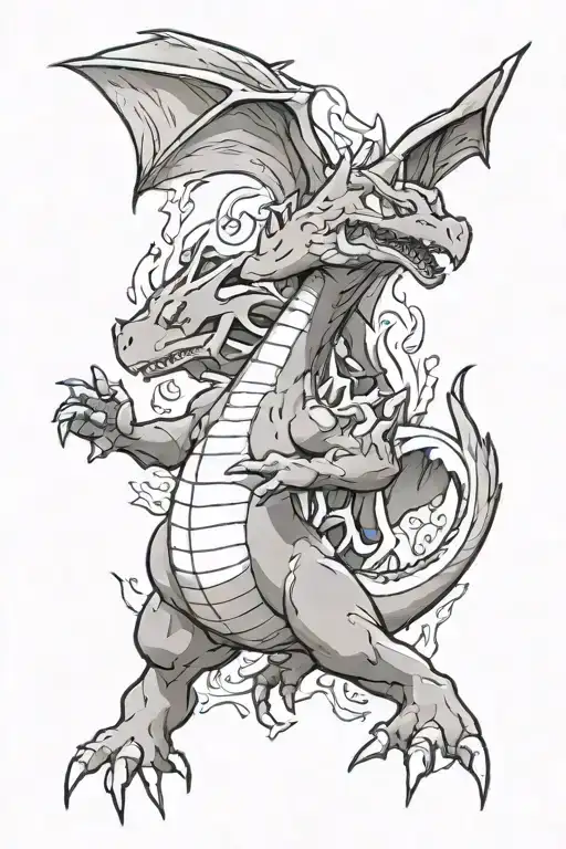 Charizard watching over Charmander tattoo design idea