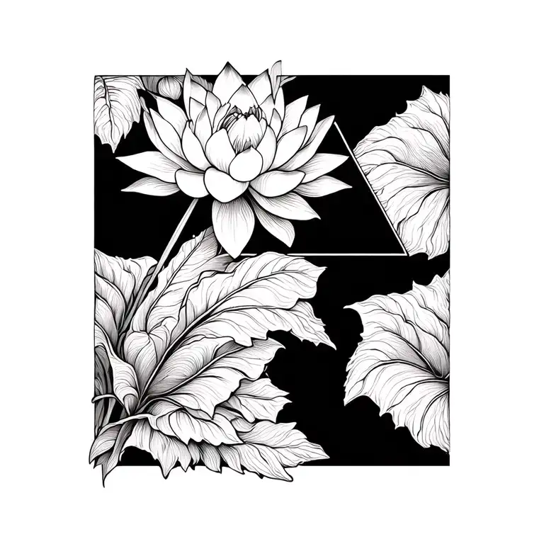Lotus and triangle in the center tattoo design idea