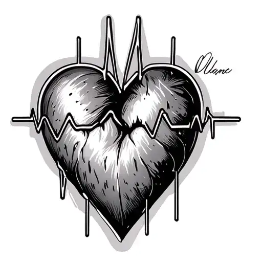 heartbeat with name  tattoo design idea