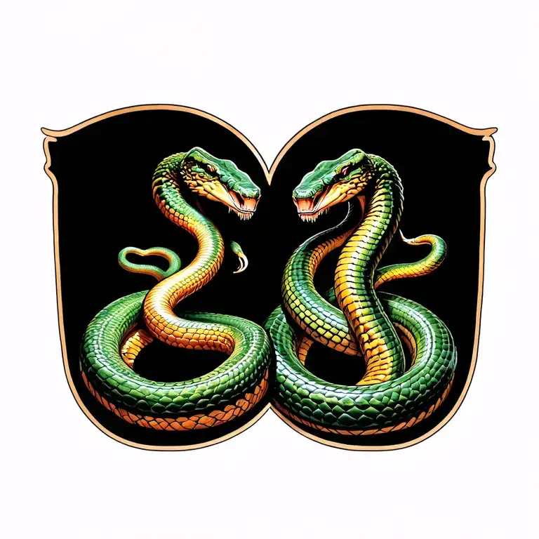 duas cobras brigando, simbolizando o tony country tattoo design idea