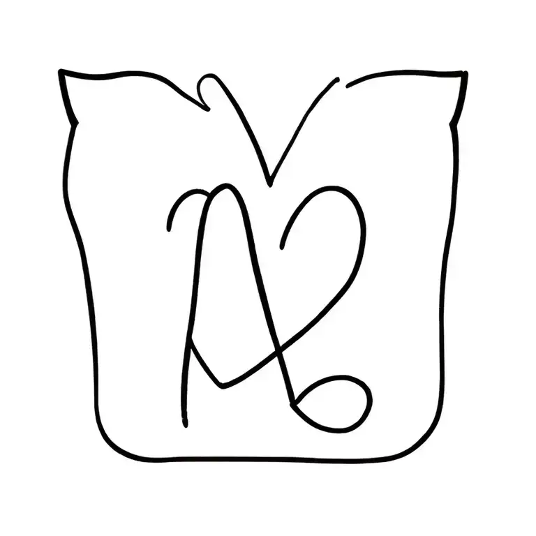 cat heart and letter m joined together tattoo design idea