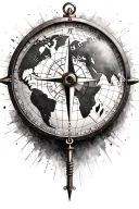 compass with a clock and world map leading tattoo design idea