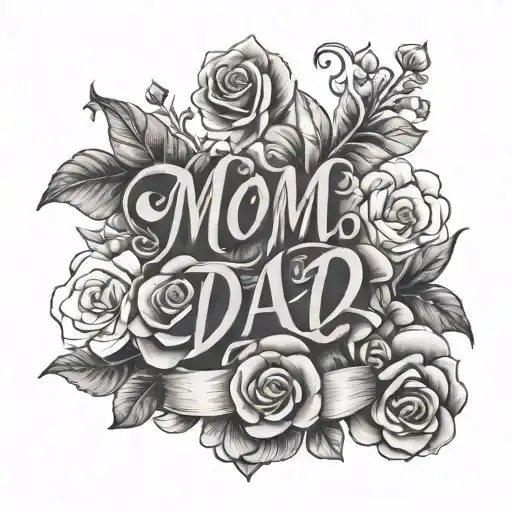 mom and dad name tattoo design idea