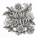 mom and dad name tattoo design idea