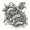 mom and dad name tattoo design idea