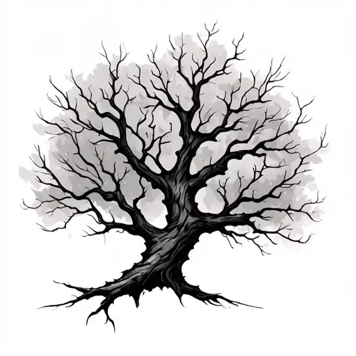  simple family broken tree branch representing strength tattoo design idea