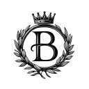 letter b in side of an olive branch circle with a crown on top  tattoo design idea