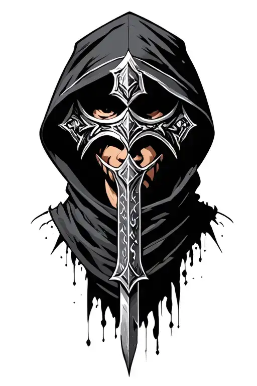 hooded warrior knight tattoo design idea