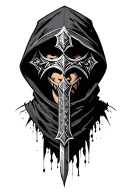 hooded warrior knight tattoo design idea