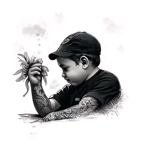 Child Dad tattoo design idea