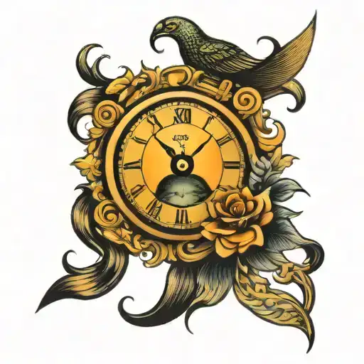 clock moon eye 11:11 time tattoo design idea