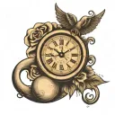 clock moon eye 11:11 time tattoo design idea