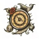 clock moon eye 11:11 time tattoo design idea