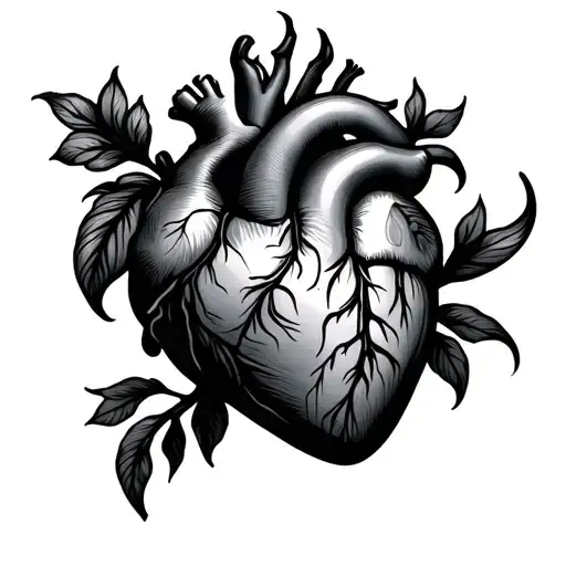 heart with bum shape surrounded tattoo design idea