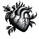 heart with bum shape surrounded tattoo design idea