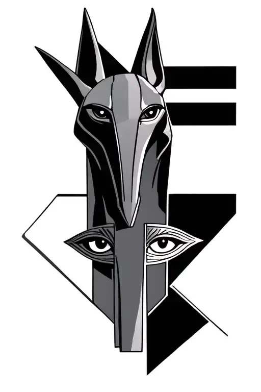 anubis tattoo with eye of ra tattoo design idea