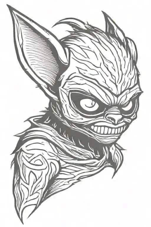 gremlin with ski mask tattoo design idea