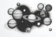 solar system in a line tattoo design idea