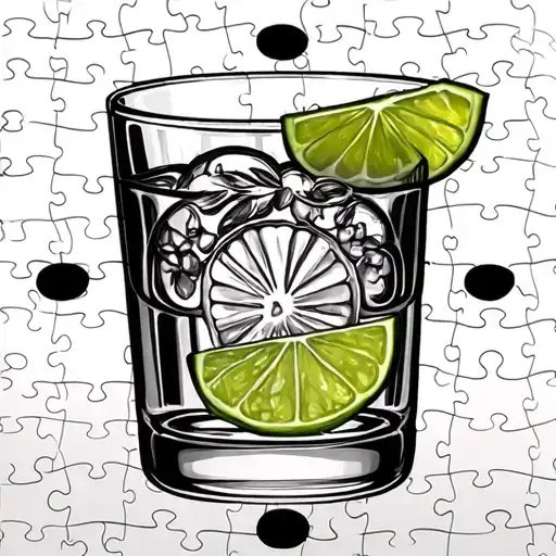 Jigsaw puzzle of tequila shot glass lime tattoo design idea