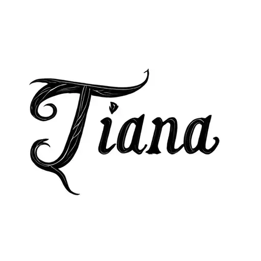 Virgo symbol that spells out the name Tiana surrounded by elements tattoo design idea