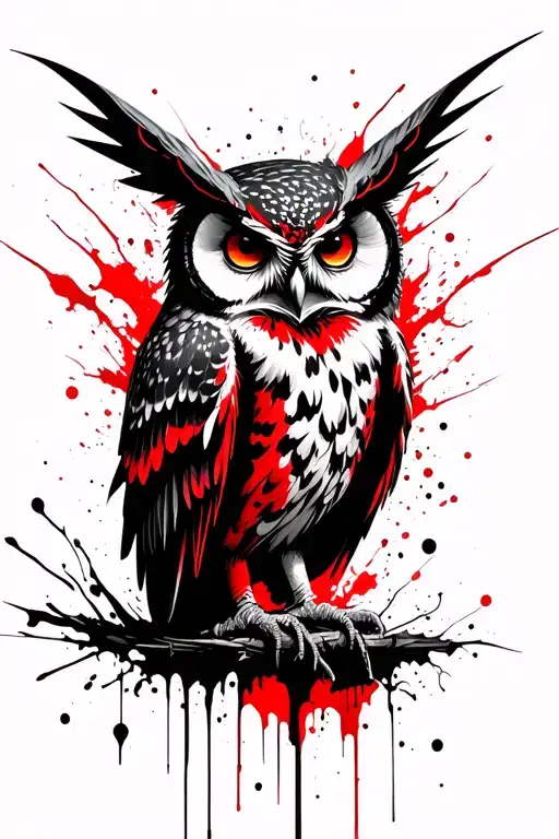 owl with demon wings tattoo design idea