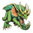 triceratops and cthulu tattoo design idea