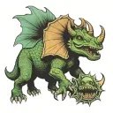 triceratops and cthulu tattoo design idea