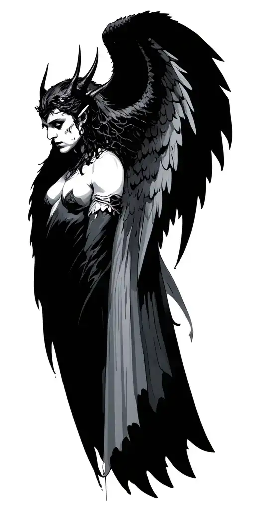 devil half angel tattoo design idea