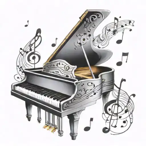 Music Notes Floating In The Sky piano keys tattoo design idea